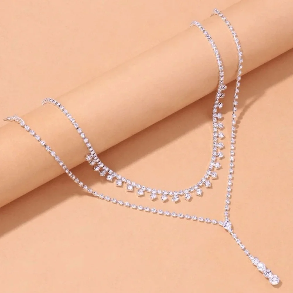 Dazzling Duets Rhinestone Necklace Set - Picture 1 of 2